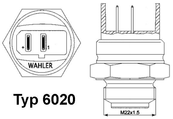 WAHLER Interruptor de temperatura, ventilador do radiador 6020.95D Interruptor de temperatura ventilador do radiador WAHLER Fiat PALIO 6020.95D