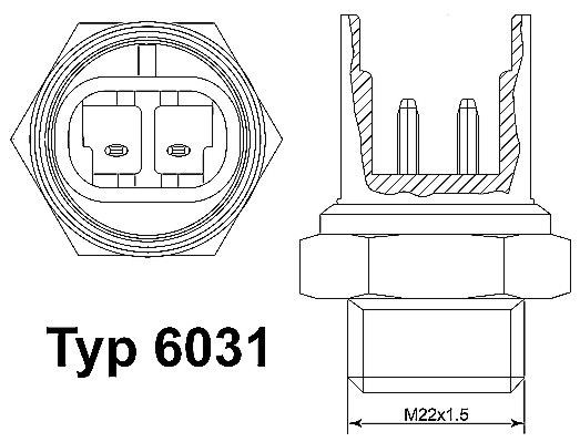 WAHLER Interruptor de temperatura, ventilador do radiador 6031.97D Interruptor de temperatura ventilador do radiador WAHLER Hyundai MATRIX 6031.97D