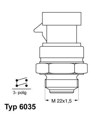 WAHLER Temperatuurilülitus, radiaatorivent. 6035.92D Temperatuurilülitus radiaatoriventilaator CITROËN WAHLER 6035.92D