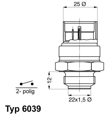 WAHLER Temperature Switch, radiator fan 6039.95D 6039.95D WAHLER radiator fan switch for PEUGEOT BOXER