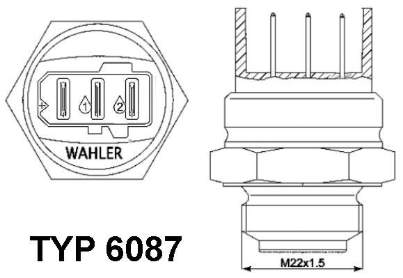 WAHLER Temperatuurilülitus, radiaatorivent. 6087.87D Temperatuurilülitus radiaatoriventilaator CITROËN WAHLER 6087.87D
