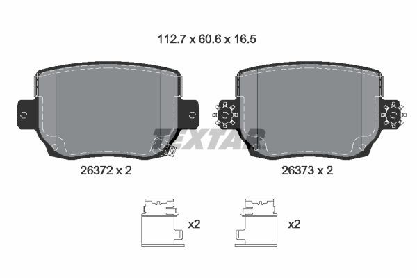 TEXTAR Brake pad set 2637201 TEXTAR 2637201 Brake pad set TESLA Model 3 (5YJ3) EV AWD 490 hp 2022