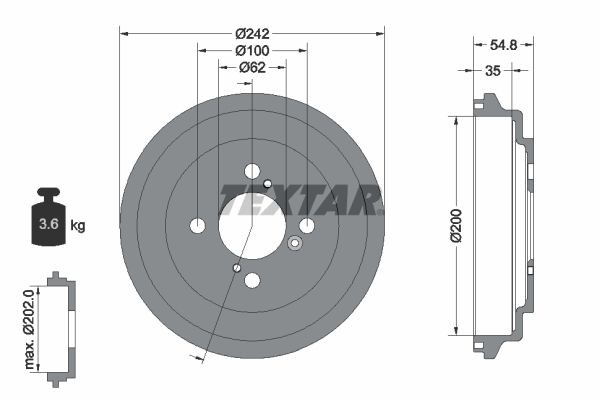 TEXTAR Remtrommel 94046900 Mercedes-Benz CLK Remtrommel TEXTAR 94046900