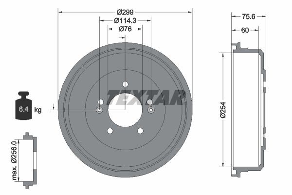 TEXTAR Remtrommel 94047200 94047200 Remtrommels HYUNDAI ACCENT TEXTAR
