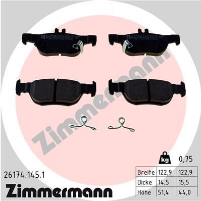 ZIMMERMANN Kit pastiglie freni 26174.145.1 ZIMMERMANN 26174.145.1 Kit pastiglie freni MAZDA 3 Hatchback (BP) 1.5 SKYACTIV-G (BP5P) 111 CV 2025