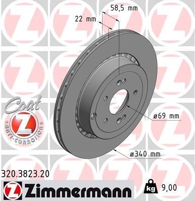 ZIMMERMANN Bromsskiva 320.3823.20 ZIMMERMANN 320.3823.20 bromsskiva Kia Stinger CK pris