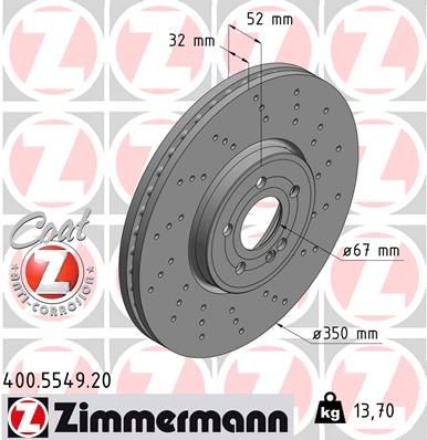 Remschijf ZIMMERMANN 400.5549.20 ZIMMERMANN 400.5549.20: Schijfremmen Mercedes GLA 2023