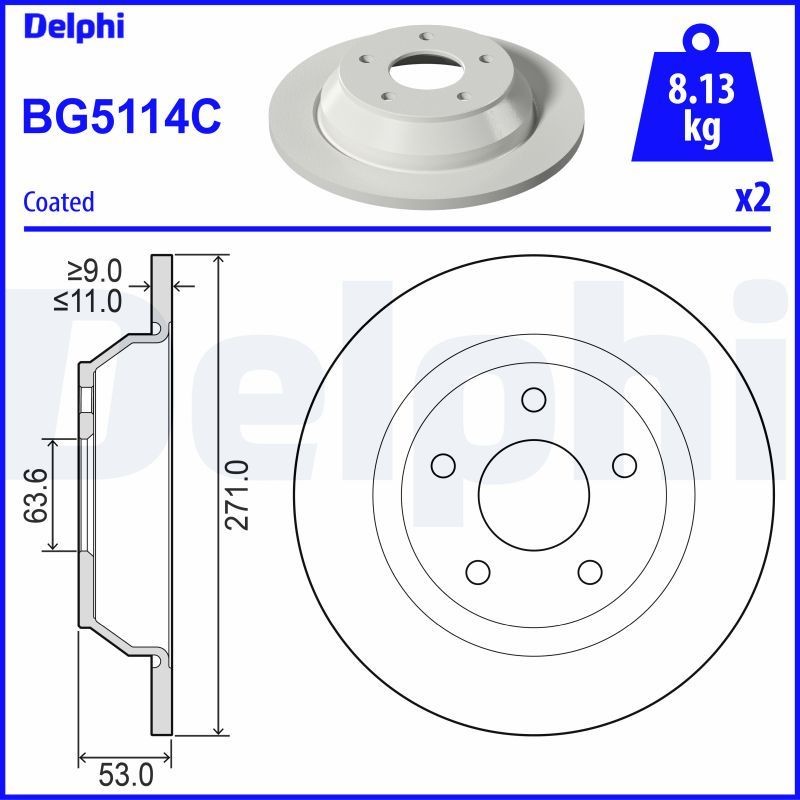 Bremseskive DELPHI BG5114C DELPHI BG5114C Bremseskive FORD PUMA 2020