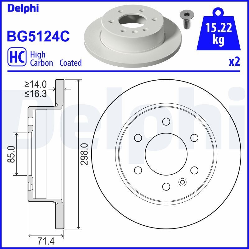 DELPHI Disco freno BG5124C DELPHI BG5124C Dischi freno sportivi Sprinter 4-t Camion pianale / Telaio (907) prezzo