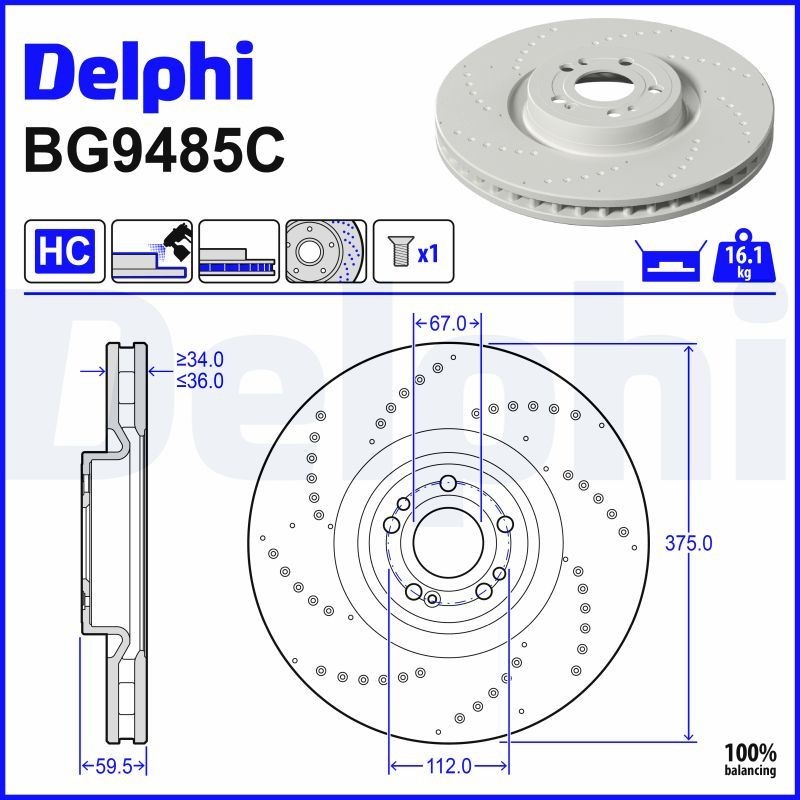 DELPHI Piduriketas BG9485C DELPHI BG9485C Piduriketas MERCEDES-BENZ GLS (X167) 580 EQ Boost 4-matic (167.986, 167.980) 489 hj 2021