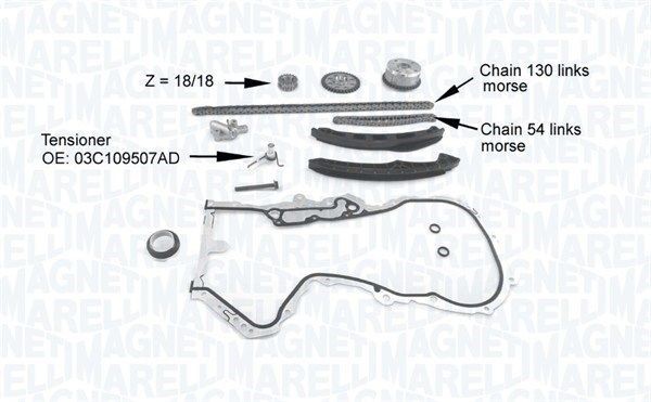 MAGNETI MARELLI Kit catena distribuzione 341500001210 MAGNETI MARELLI 341500001210 Kit catena VW T3 Furgonato prezzo