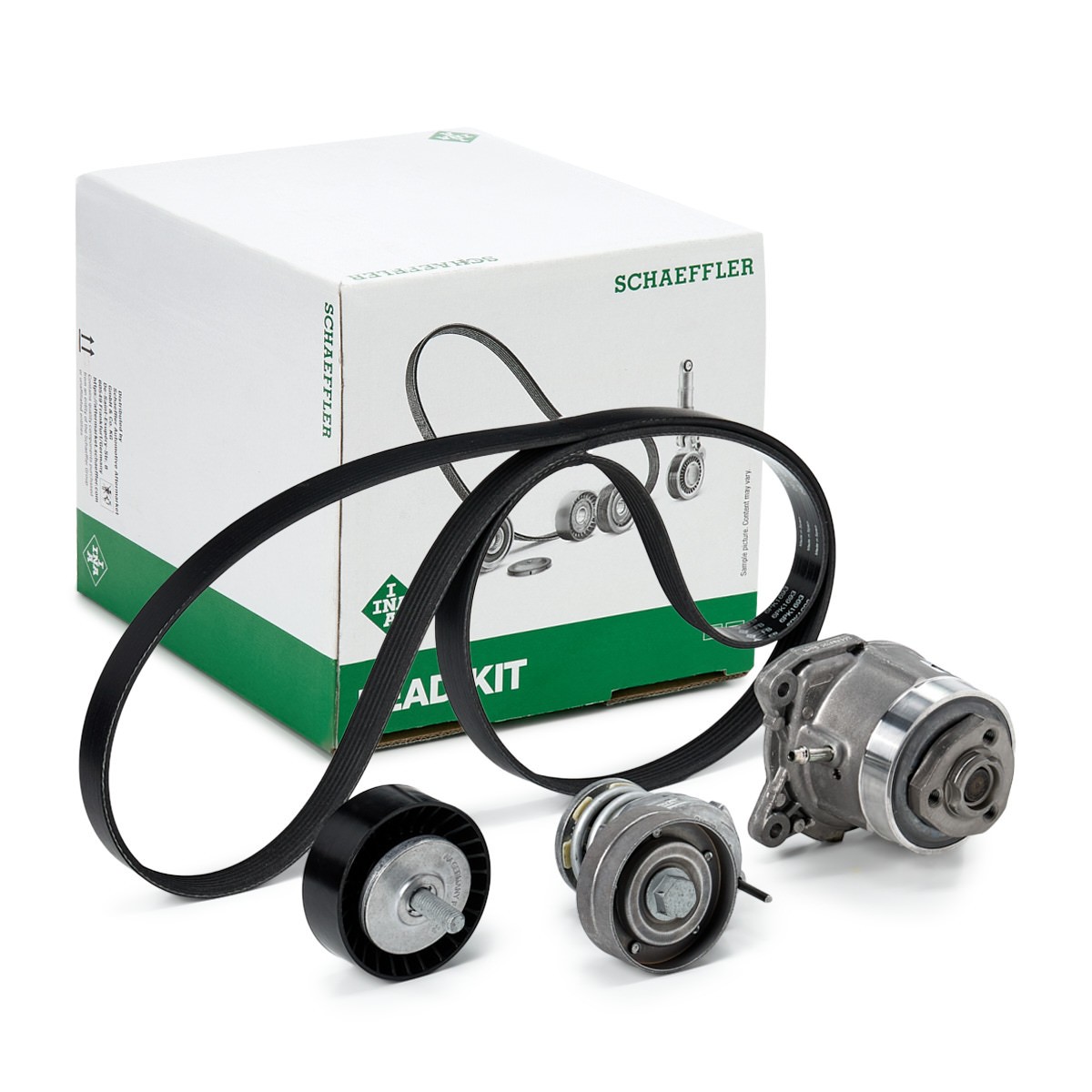 INA Pompa wodna + zestaw paska klinowego wielorowkowego 529 0534 30 Napęd pasowy / łańcuchowy SKODA Fabia II Combi (545): Pompa wodna + zestaw paska klinowego wielorowkowego INA 529 0534 30