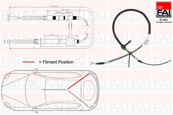 FAI AutoParts Trose, Stāvbremžu sistēma FBC0003 FBC0003 Rokas bremzes trose ALFA ROMEO GT FAI AutoParts