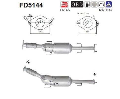 AS Filtre à particules FD5144 AS FD5144 Filtre pot d'échappement Porsche 944 Coupe prix