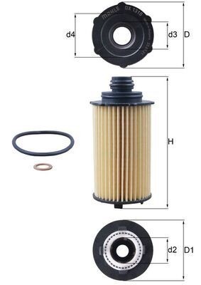 Filtro de óleo MAHLE OX 1310D MAHLE OX 1310D: Filtro de óleo SsangYoung REXTON 2018