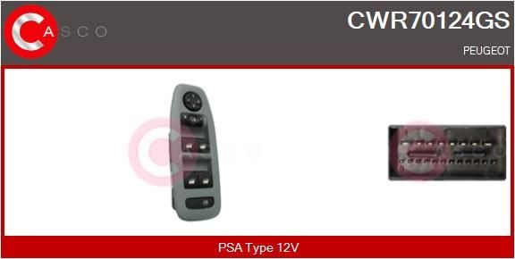 CASCO Bouton de lève-vitre CWR70124GS CASCO CWR70124GS Contacteur leve-vitre Peugeot 208 1ere Generation prix