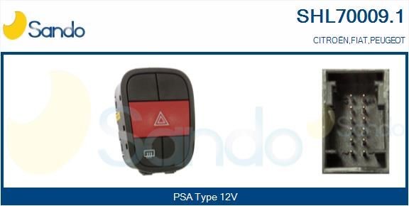 SANDO Varningsblinkers knapp SHL70009.1 SANDO SHL70009.1 Brytare, varningsblinkljus Citroen Berlingo mk2 original
