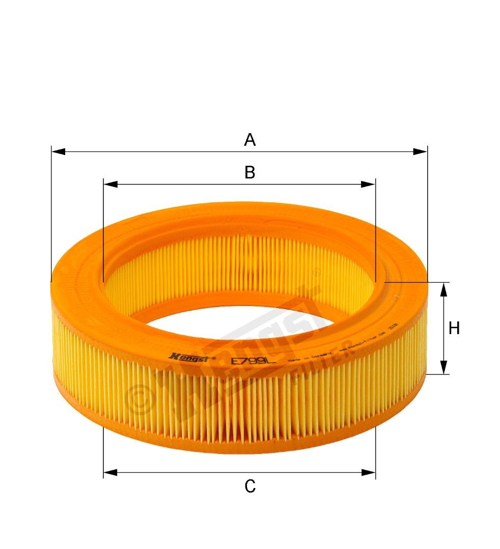 HENGST FILTER Luftfilter E799L HENGST FILTER E799L Luftfilter Nissan Micra K10 pris