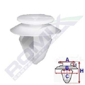 Príchytka ozdobnej / ochran. liżty ROMIX C60316 ROMIX C60316 Ozdobná ochranná liżta dverí PEUGEOT 607 2005