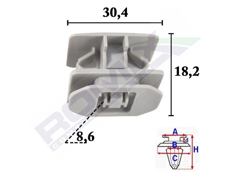 ROMIX Clip, trim / protective strip C70619 C70619 ROMIX door trim LAND ROVER DISCOVERY