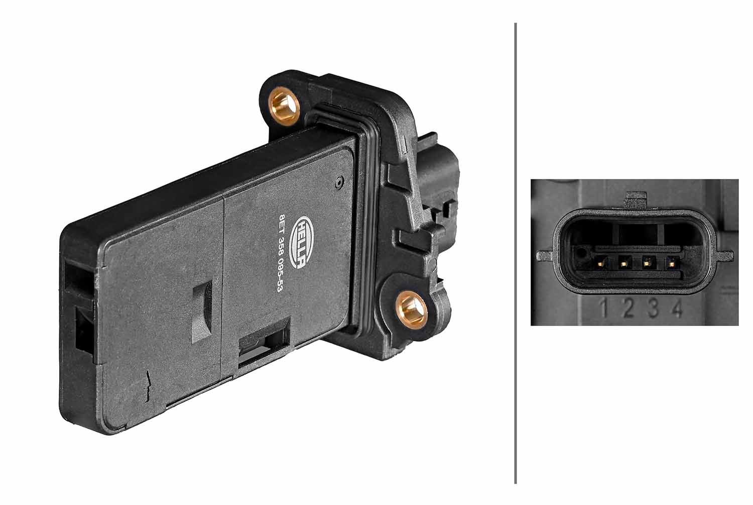 HELLA Μετρητής μάζας αέρα 8ET 358 095-531 Αισθητήρας µάζας αέρα HELLA Renault EXPRESS 8ET 358 095-531