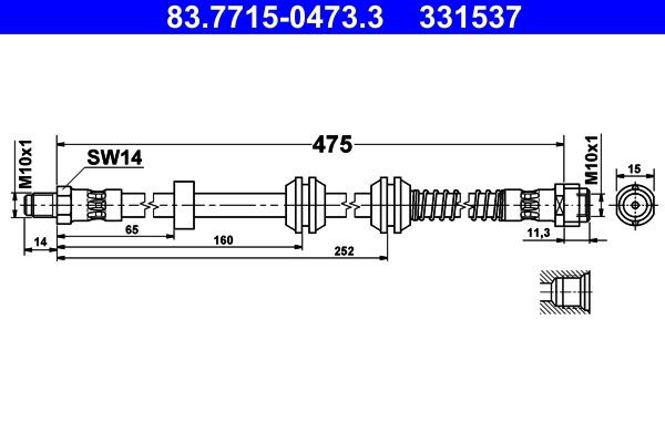 ATE Pidurivoolik 83.7715-0473.3 Mercedes-Benz W166 Pidurivoolik 83.7715-0473.3 ATE