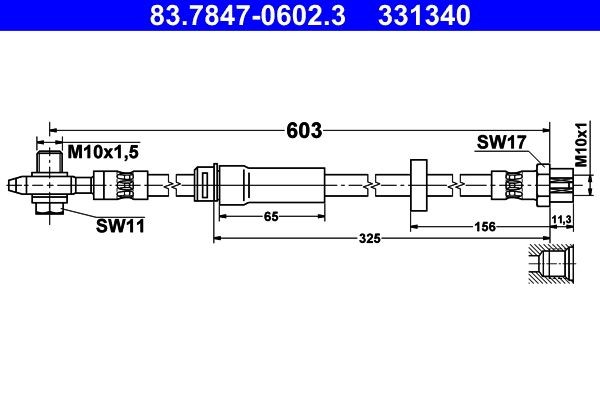ATE Tubo freno 83.7847-0602.3 Tubi freno Volkswagen 357 83.7847-0602.3 ATE