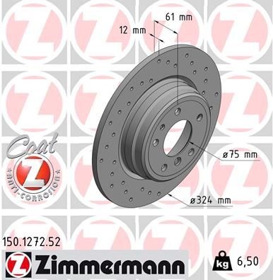 Remschijf ZIMMERMANN 150.1272.52 ZIMMERMANN SPORT COAT Z 150.1272.52 Schijfremmen BMW 7-serie 1999