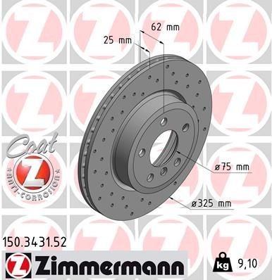 ZIMMERMANN Δισκόπλακα 150.3431.52 Δισκόπλακα ZIMMERMANN BMW Σειρά 4 SPORT COAT Z 150.3431.52