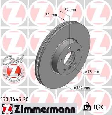 Brake disc ZIMMERMANN 150.3447.20 ZIMMERMANN 150.3447.20 Brake discs BMW X6 2009