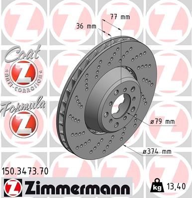 ZIMMERMANN Δισκόπλακα 150.3473.70 ZIMMERMANN 150.3473.70 Δισκόπλακες ALPINA B12 Sedan (E38) σε χαμηλές τιμές