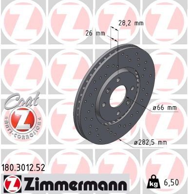 ZIMMERMANN Brzdový kotouč 180.3012.52 Kotúče ZIMMERMANN ZX 180.3012.52 lacné