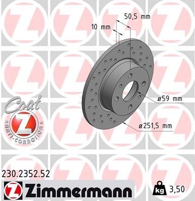 ZIMMERMANN Bromsskiva 230.2352.52 230.2352.52 ZIMMERMANN bromsskivor sport Alfa Romeo GIULIA