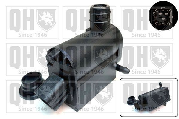Water Pump, window cleaning QUINTON HAZELL QWP087 QUINTON HAZELL QWP087 Windscreen washer pump Kia CERATO 2017