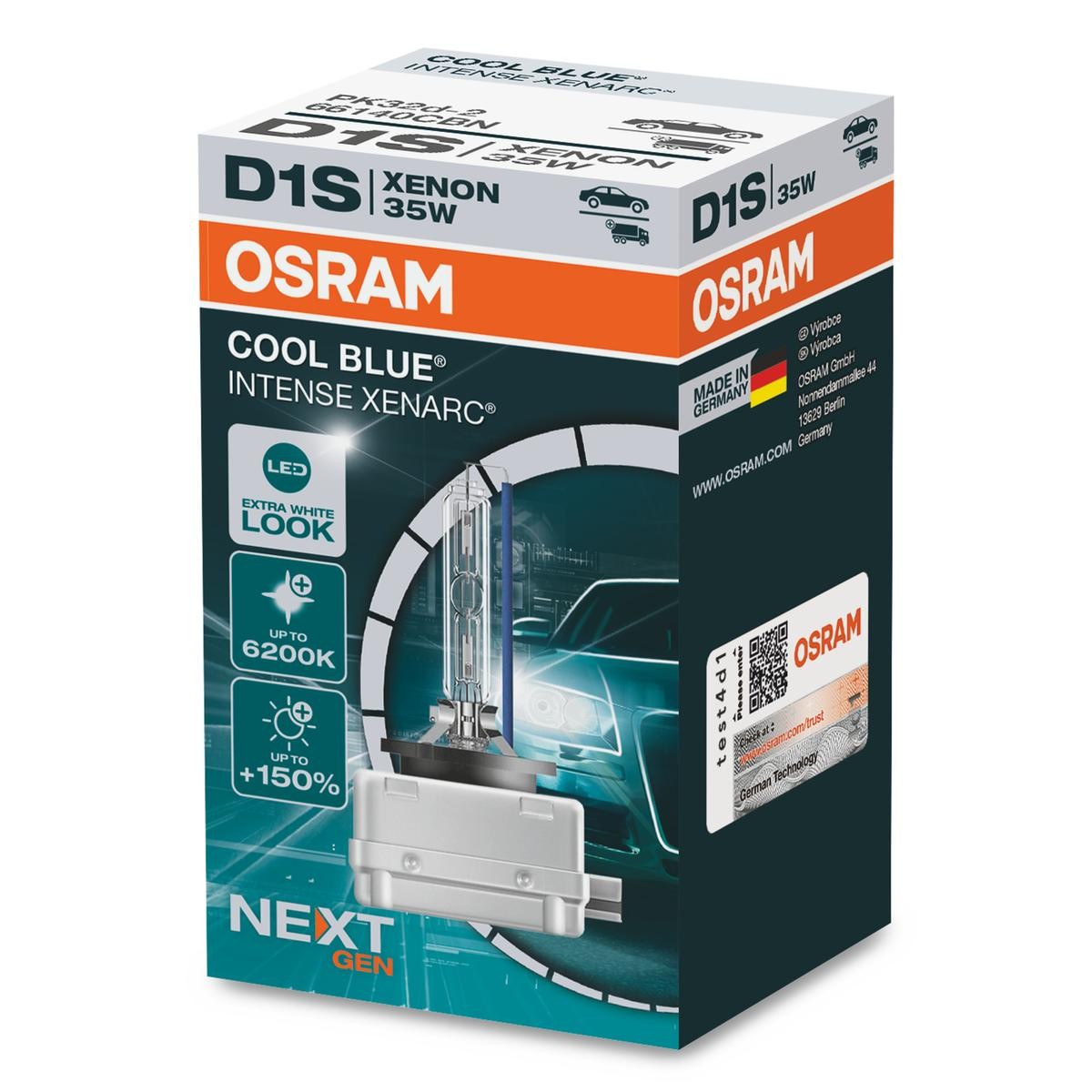 OSRAM Xenon pirn 66140CBN Esitule pirnid OSRAM Peugeot 405 XENARC COOL BLUE INTENSE next Generation 66140CBN