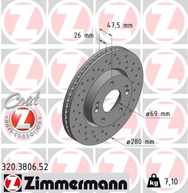 ZIMMERMANN Piduriketas 320.3806.52 ZIMMERMANN 320.3806.52 Sport pidurikettad KIA Ceed ED hind