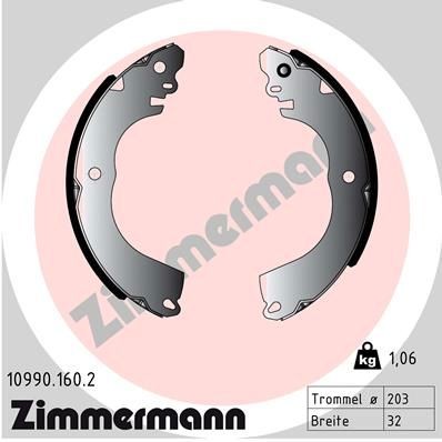 ZIMMERMANN Piduriklotside komplekt 10990.160.2 Trummelpiduriklotsid PORSCHE ZIMMERMANN 10990.160.2