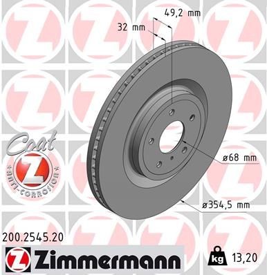 ZIMMERMANN Disco freno 200.2545.20 200.2545.20 Dischi freno sportivi NISSAN CABSTAR E ZIMMERMANN costo