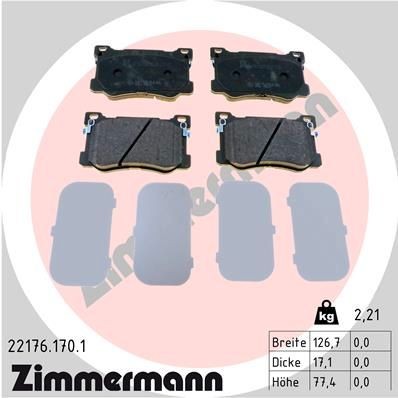 ZIMMERMANN Jarrupalat, levyjarru 22176.170.1 HYUNDAI Kilpajarrupalat ZIMMERMANN 22176.170.1