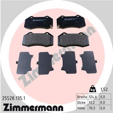 ZIMMERMANN Bremseklosser 25528.135.1 ZIMMERMANN 25528.135.1 Bremseklosser FIAT 124 Spider (348) 1.4 (348) 166 hk 2017