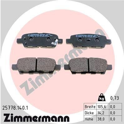 ZIMMERMANN Pastilhas de travão 25778.140.1 25778.140.1 Pastilhas de travão ZIMMERMANN NISSAN INTERSTAR