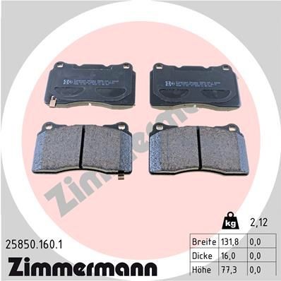 Plaquettes de frein ZIMMERMANN 25850.160.1 ZIMMERMANN 25850.160.1 Plaquettes de frein avant et arrière Honda CIVIC 2015