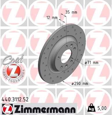ZIMMERMANN Remschijf 440.3112.52 Peugeot 407 Remschijven set ZIMMERMANN 440.3112.52