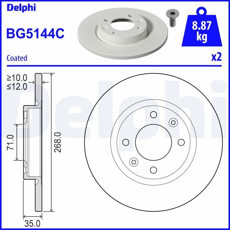 DELPHI Brzdový kotouč BG5144C DELPHI BG5144C Športové brzdové kotúče OPEL MOKKA cena