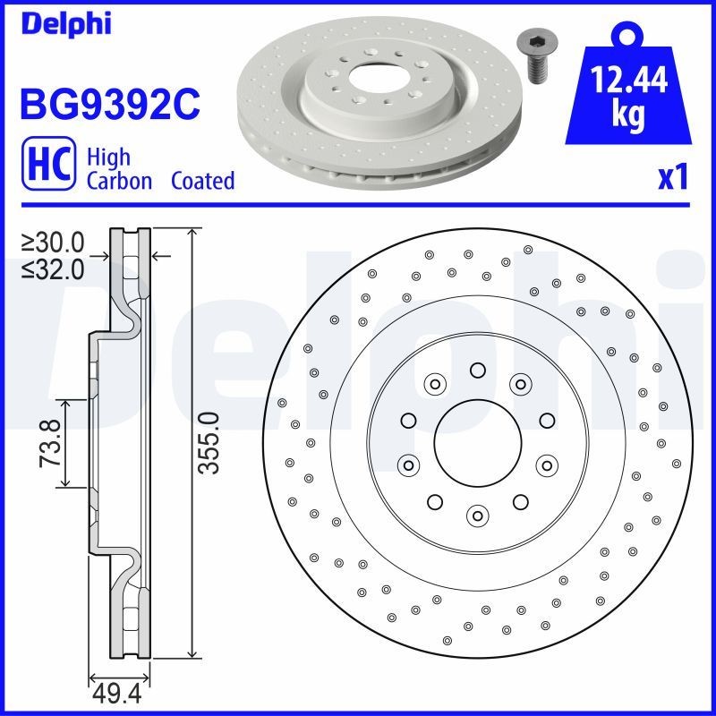 DELPHI Bremseskive BG9488RSC DELPHI BG9488RSC Sports bremseskiver RENAULT TALISMAN hvad koster