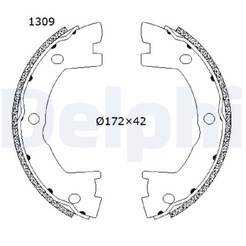 DELPHI Ganasce freno a mano LS2202 DELPHI LS2202 Ganasce freno a mano B Pianale piatto/Telaio prezzo