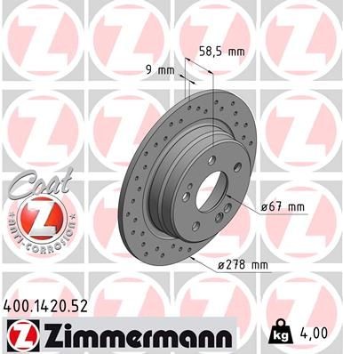 ZIMMERMANN Disco freno 400.1420.52 Disco freno ZIMMERMANN SPORT COAT Z 400.1420.52 Tuning SL R129