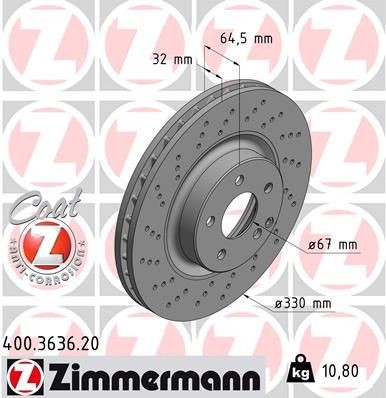 ZIMMERMANN Disque de frein 400.3636.20 Mercedes-Benz 190 Disque ZIMMERMANN COAT Z 400.3636.20