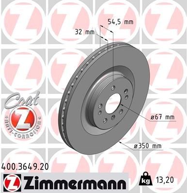 Δισκόπλακα ZIMMERMANN 400.3649.20 ZIMMERMANN COAT Z 400.3649.20 Δισκόπλακα MERCEDES-BENZ M-class 2005