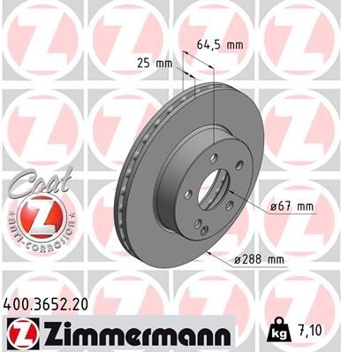 ZIMMERMANN Δισκόπλακα 400.3652.20 Δίσκοι φρένων ZIMMERMANN Mercedes-Benz VIANO COAT Z 400.3652.20